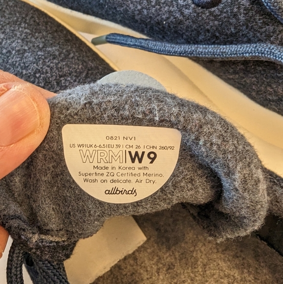 Women's Allbirds Wool Runners Sneakers Navy Blue Merino Wool Size 9 EUC - Picture 8 of 9